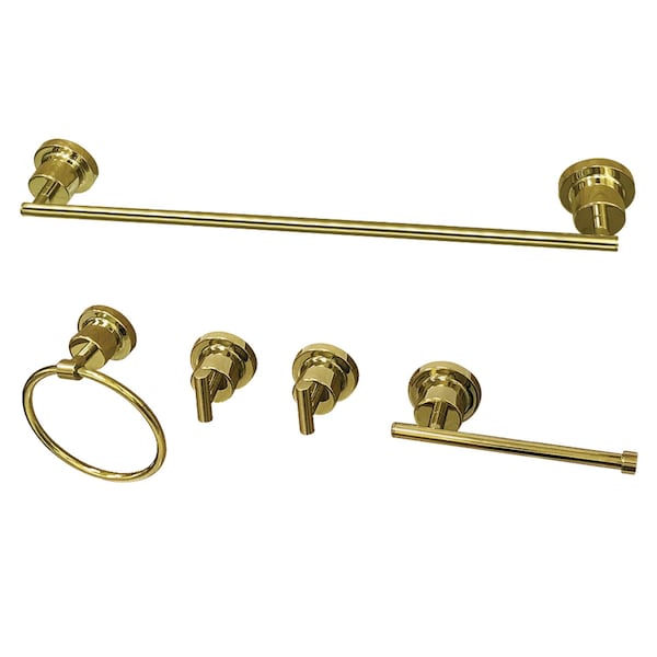 BAH8212478PB Concord 5-Piece Bathroom Accessory Set, Polished Brass
